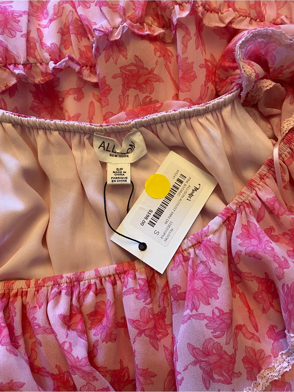 NWT Allison New York August Mini Dress Pink Floral size S - Picture 6 of 6